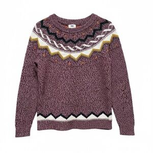 Old Navy Multicolor Purple Fair Isle Knitted Sweater Size L